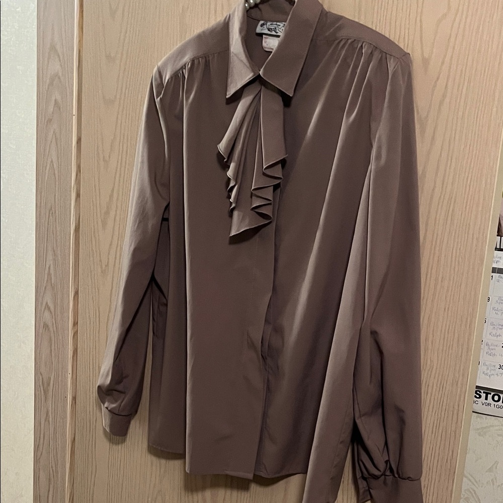 Audrey Brown Ruffle Blouse